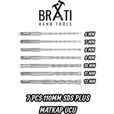 PremiumPort 7'li Sds Plus Beton ve Duvar Delme Matkap Ucu Seti, 110MM, 6-12MM