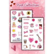 Birikiyedi 2 Sayfa Pink/pembe Collection Sticker Set/bullet Journal/tablet/telefon/ajanda Için Uygun