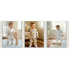 Buufuu 3 Adet %100 Pamuk Mevsimlik Erkek Bebek&çocuk Uzun Kollu Alt Üst Takım