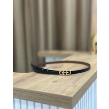 Erdesign Kadın Siyah Ince Gold Detaylı Kemer Kadın Kemer