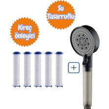 Truva 5 Adet Kireç Önleyici Filtre ve Su Tasarruflu Siyah Duş Başlığı