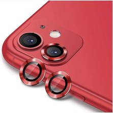 Teknoparkta Apple iPhone 12 Kamera Koruyucu Lens Mercek Metal Çerçeveli 2li Set Kırmızı Red