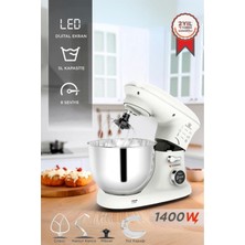 Özbience 5l Dijital Stand Mikser, Güçlü 1400W, Beyaz, Çok Amaçlı Hamur ve Yoğurma