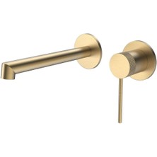 Fontana - Fırçalanmış Altın Ankastre Lavabo Bataryası Seti (Sıvaaltı Dahil) Outlet - FJ-A2002-