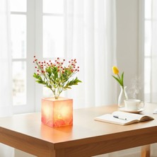 Kararlı Ticaret Işıklı Yapay Çiçek – Pembe Saksılı LED Dekoratif Bitki, Masaüstü ve Ev Ofis Aydınlatmalı Süs Bitkisi