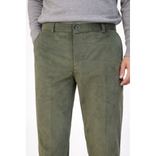 Varetta Erkek Yeşil Kadife Pantolon Ince Fitilli Klasik Kesim Cepli