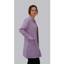 Kadın Klasik Yaka Lila Renkli Uzun Kol Iş Çalışma Önlüğü