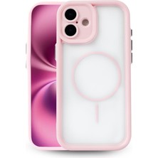 Vissona iPhone 17 Uyumlu Kamera Korumalı Magsafe Wireless Şarj Özellikli Mat Silikon Pembe Renkli Silikon Te