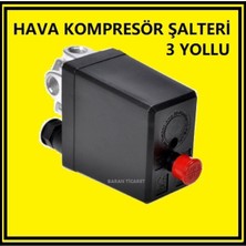 PremiumPort 3 Yollu Otomatik Kompresör Şalteri, Ayarlı Basınç Kontrolü 220 Vac