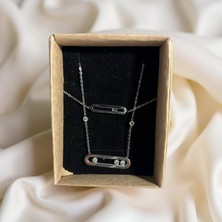 Ezgiarslanatalier Çelik Gümüş Marka Taşlı Set