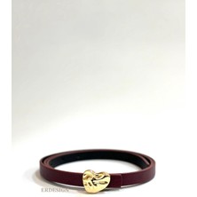 Erdesign Kadın Bordo Gold Kalpli Kemer Kadın Kemer