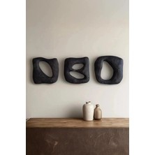 Muyika Duvar Dekoru Beton Görünümlü ,wabi Sabi–el Yapımı Modern Dekoratif Duvar Objesi, 3’lü Set Siyah