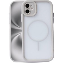 Vissona iPhone 11 Uyumlu Kamera Korumalı Magsafe Wireless Şarj Özellikli Mat Silikon Gri Renkli Silikon Tele