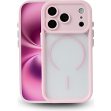 Vissona iPhone 17 Pro Max Uyumlu Kamera Korumalı Magsafe Wireless Şarj Özellikli Mat Silikon Pembe Renkli Si