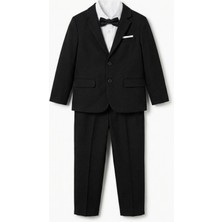 Magu Erkek Çocuk Pamuklu Siyah Ceketli Klasik Smokin Takım (4 Parça)