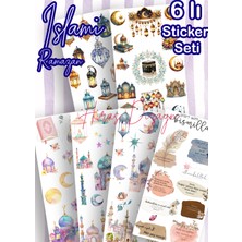 Hiras Dizayn 6lı Ramazan ve Islami Ayet Temalı Sticker Seti Bullet Journal Scrapbook Kolaj Için Uygun
