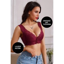 Kayoubi Kadın Push Up Önden Agraflı Pedli Bonny Çiçek Desenli Dikişsiz Dantelli Sütyen Bralet Bra Sütyeni