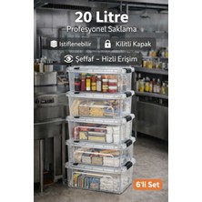 Loremp Restorant Cafe Bar Gıda Saklama Kutusu 20 Lt Şeffaf 6 Adet