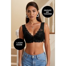 Kayoubi Kadın Push Up Önden Agraflı Pedli Bonny Çiçek Desenli Dikişsiz Dantelli Sütyen Bralet Bra Sütyeni
