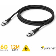 Purenet Prc-04 60w Örgülü Type-C To Type-C Data ve Şarj Kablosu