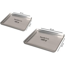 BANAZMETAL Alüminyum Baklava Tepsisi - 2 li - 25X35X3 cm 600 gr ve 35X45X3 cm 1000 gr