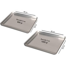 BANAZMETAL Alüminyum Baklava Tepsisi - 2 li - 35X45X3 cm 1000 gr ve 30X40X3 cm 800 gr