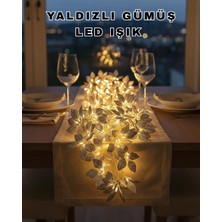 İntora Yaprak Şekilli Gümüş LED Işık Pilli Dekoratif Aydınlatma