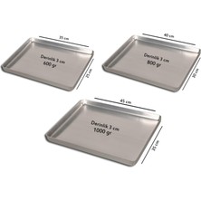 BANAZMETAL Alüminyum Baklava Tepsisi - 3 lü - 25X35X3 cm 600 gr ve 30X40X3 cm 800 gr ve 35X45X3 cm 1000 gr