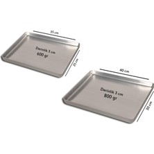 BANAZMETAL Alüminyum Baklava Tepsisi - 2 li - 25X35X3 cm 600 gr ve 30X40X3 cm 800 gr