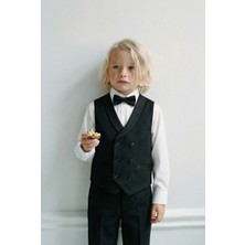 Magu Erkek Çocuk Pamuklu Siyah Yelekli Klasik Takım (4 Parça)