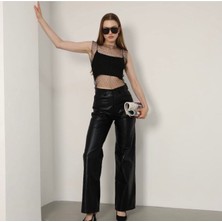 Aida Fashion Parlak Deri Görunımlu Jeans