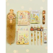 ÖZ OFİS Capybara Kapibara Set 30CM Tüylü Tükenmez Kalem - Not & Sticker Defter - 0.7 Uçlu Kalem - Silgi - Uç