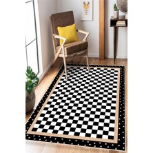 Pelura Halı Dama Desenli Modern Dijital Baskılı Yıkanabilir Kaymaz Halı