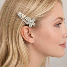 Reborn Design Gold Renk Zirkon Taşlı Üçgen Model Çiçek Figürlü 6 cm Metal Pens Toka