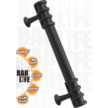 Bablife Napoli 96MM Mat Siyah Metal Lüks Çekmece Dolap Mobilya Kulpları Tüm Renk Seçenekleriyle