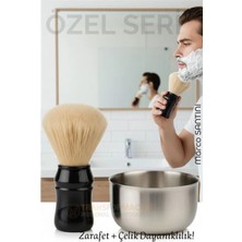 Klasik Tıraş Seti – Ahşap Saplı Fırça & 304 Paslanmaz Çelik Tıraş Tası