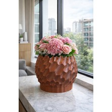 ND Shopping Modern Dokulu Dekoratif Saksı Altlıklı Drenaj Delikli