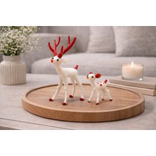 El Yapımı Murano Cam Yılbaşı Geyik Figürü 2li