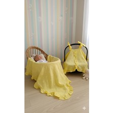 Brodeli Müslin Battaniye ve Puset Örtüsü Set & 10'lu Ağız Bezi Hediye