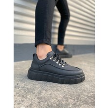 Joy Ayakkabı JY010 Cloud Bağcıklı Cilt Erkek Günlük Sneaker Ayakkabı Cst - Siyah