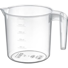 Mutfak Köşesi 1.5 Litre Şeffaf Maşrapa – Ölçülü Plastik Su, Sıvı ve Hamur Ölçeği (14×13 Cm)