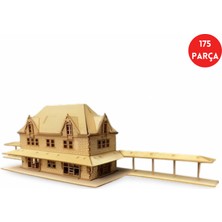 Algwood Nostaljik Kasaba Tren Istasyonu Ahşap Maket Kiti – 175 Parça 3D Puzzle Peronlu Geniş Dıy Hobi Seti