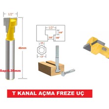 PremiumPort T Freze Ahşap Ucu, T Yuva, Civata ve Somun Kanalı Açma Sap 6.35MM