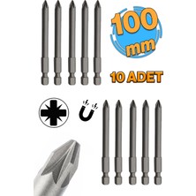 PremiumPort Mıknatıslı Pozidriv Bits Uç Seti 10'lu 100 mm Manyetik Matkap Ucu Kutulu