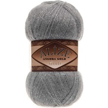 Alize Angora Gold Simli (5 Adet) 87 Koyu Gri Renk El Örgü Ipliği