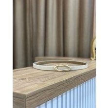 Erdesign Kadın Krem Mat Gold Detaylı Kadın Kemer