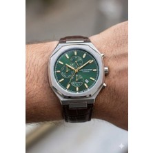 Lee Cooper Klasik ve Şık Erkek Kol Saati | 43 mm Çelik Kasa, Yeşil Kadran, Deri Kordon, 5ATM