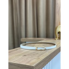 Erdesign Kadın Beyaz Mat Gold Detaylı Kadın Kemer