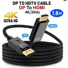 Vwin Dp To HDMI Çevirici Kablo 4K*30Hz Display Port Displayport To HDMI Dönüştürücü 1.8 mt