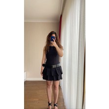 Hande Batmaz Butik Kemerli Eteği Fırfırlı Elbise